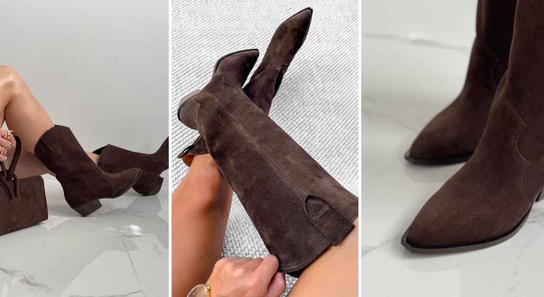 Kowbojki zamszowe w kolorze czekolady